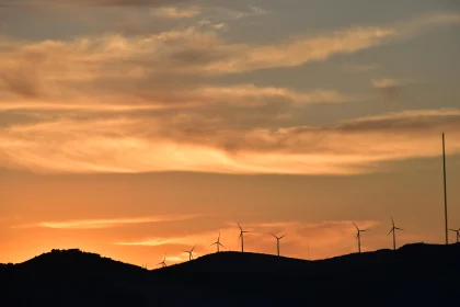 Sunset with Wind Turbines Landscape