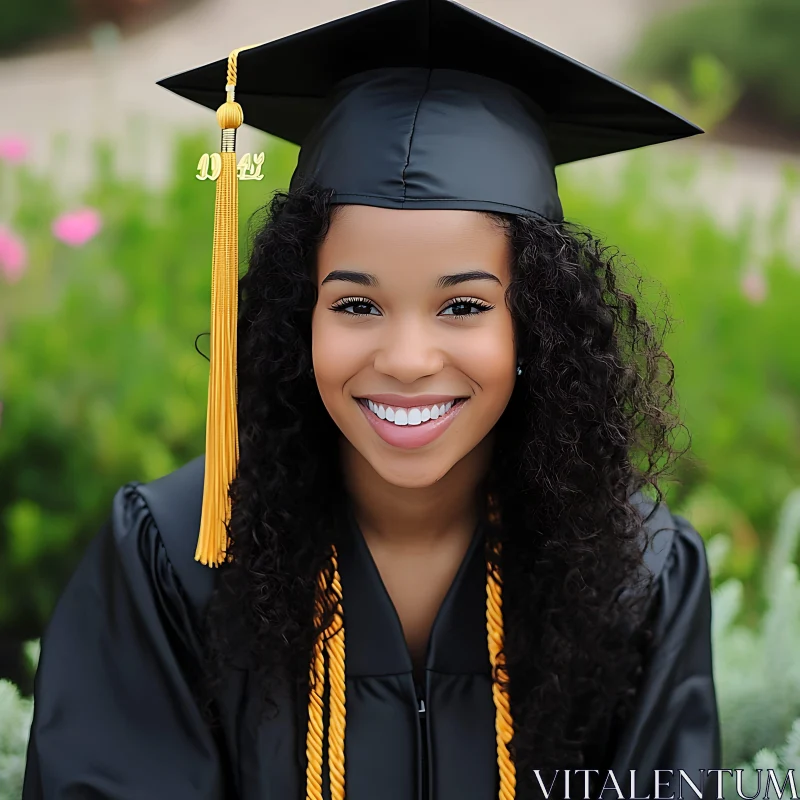 Young Woman in Graduation Cap and Gown AI Image