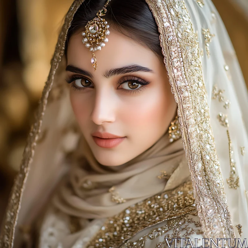 Graceful Adorned Woman in Traditional Clothing AI Image