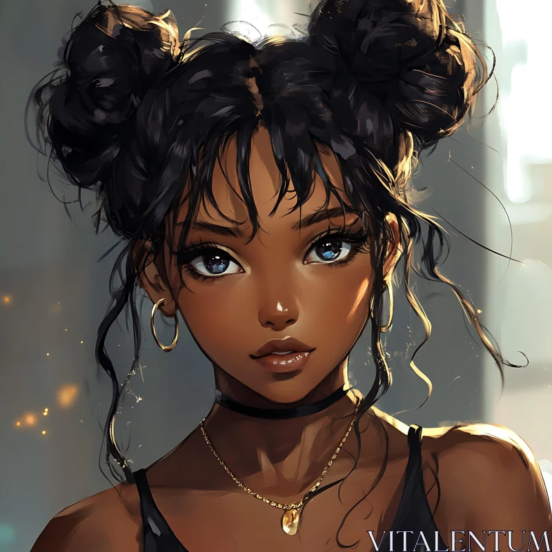 Anime-Style Portrait of a Young Woman