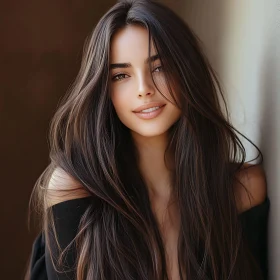 Elegantly Beautiful Woman with Flowing Hair