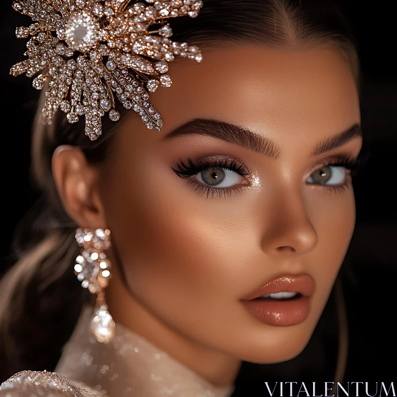 Sophisticated Female Portrait with Sparkling Headpiece Sophisticated Female Portrait with Sparkling Headpiece