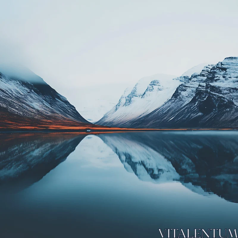 Snow-Capped Mountains Reflecting in Tranquil Lake Snow-Capped Mountains Reflecting in Tranquil Lake