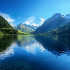 Peaceful Mountainous Lake Scene
