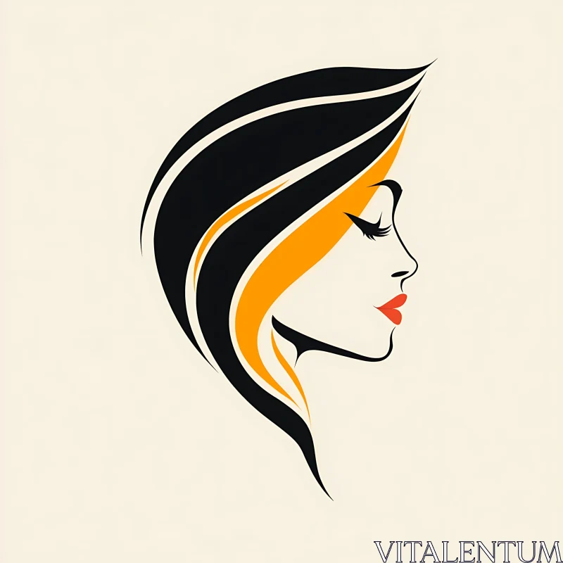 Minimalist Woman's Profile Illustration AI Image