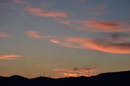 Sunset Sky with Windmills Silhouette