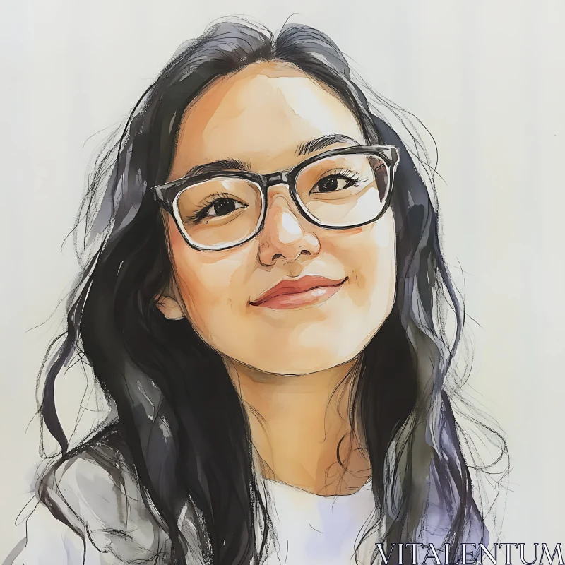 Artistic Woman Portrait with Glasses AI Image