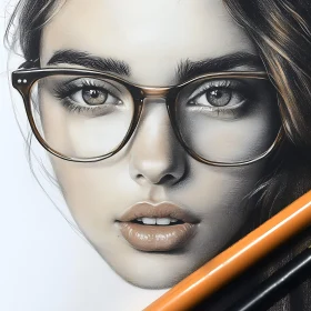 Hyper-Realistic Portrait of a Woman with Glasses