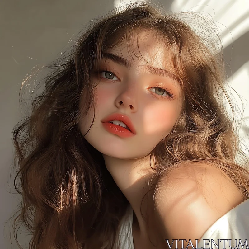 Elegant Female Portrait with Natural Beauty AI Image