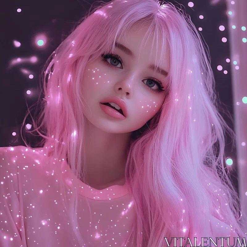 AI ART Glowing Pink Fantasy Portrait