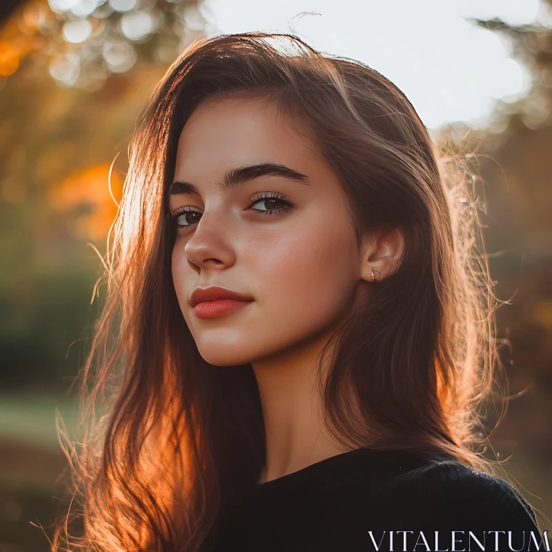 AI ART Serene Autumn Portrait of a Young Woman