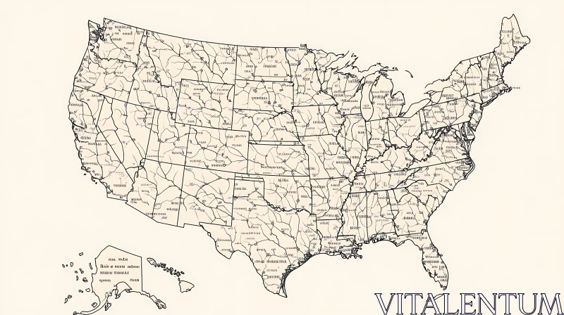 Retro USA Map with Geographic and Political Divisions AI Image