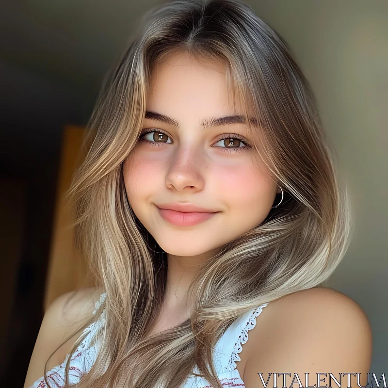 AI ART Natural Beauty of a Young Woman with Blonde Hair