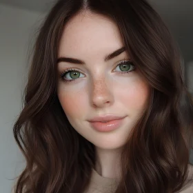 Portrait of a Beautiful Woman with Brown Hair