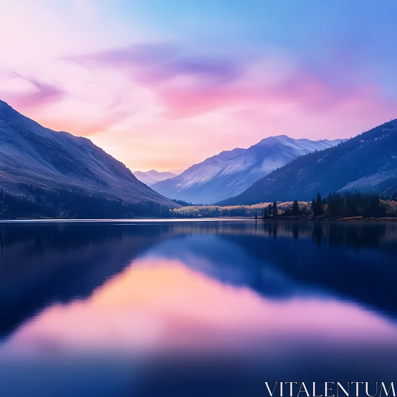 AI ART Tranquil Twilight Reflection on a Mountain Lake