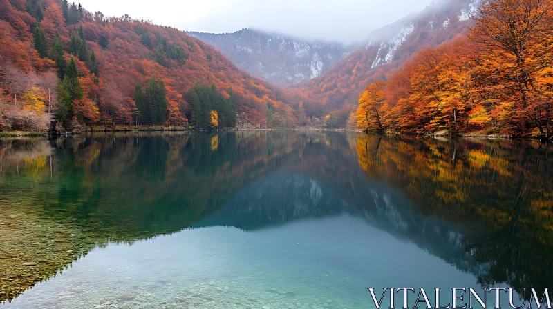 Fall Reflections on a Mountain Lake AI Image