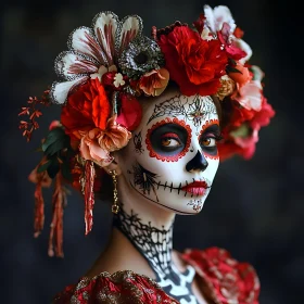 Cultural Sugar Skull Face Paint Portrait