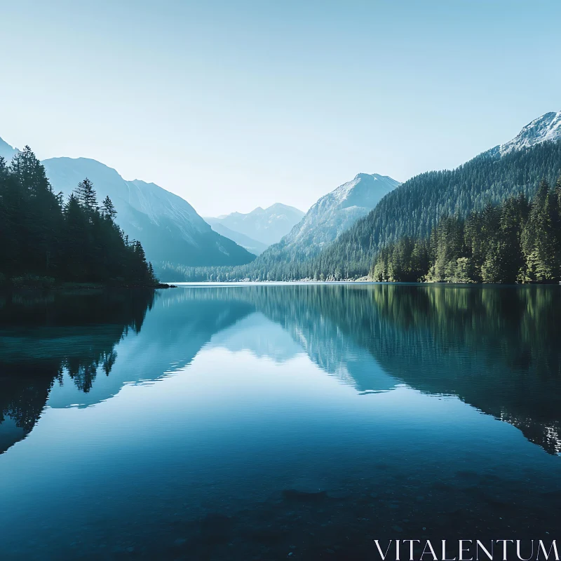 Majestic Mountain Reflection on Tranquil Lake AI Image