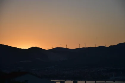 Sunset Horizon with Wind Farm