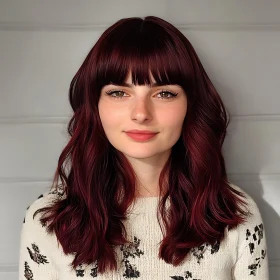 Maroon Haired Woman in Sweater Portrait