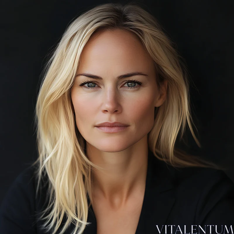 Blonde Woman Portrait with Serene Confidence AI Image