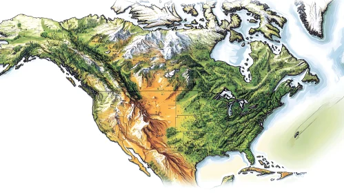 North America Topographical Terrain Map