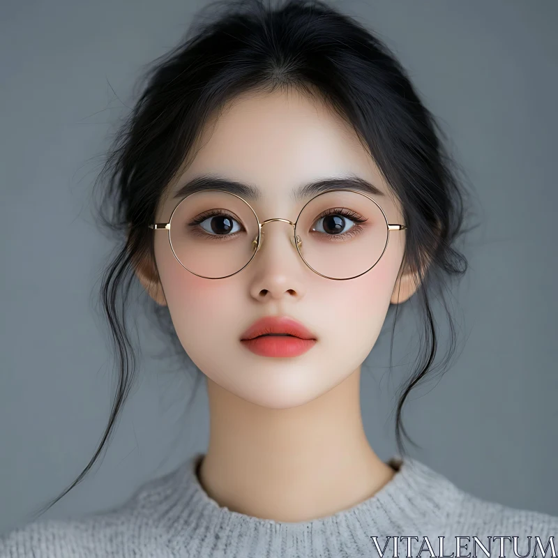 Calm and Serene Portrait of a Young Woman AI Image