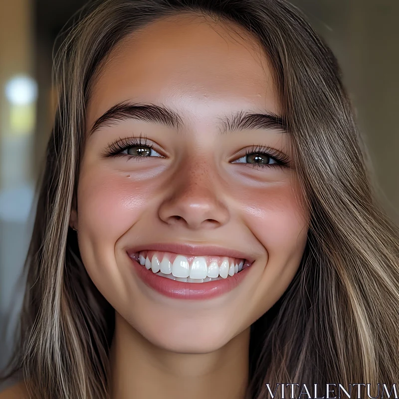 Joyful Young Woman with Radiant Smile AI Image