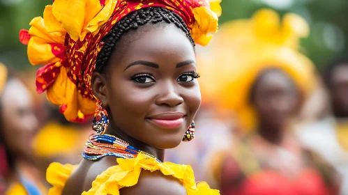 Vibrant Portrait with Traditional Festival Clothing