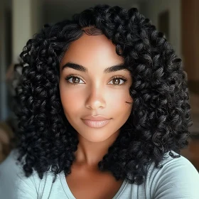 Elegant Woman Portrait with Natural Curls