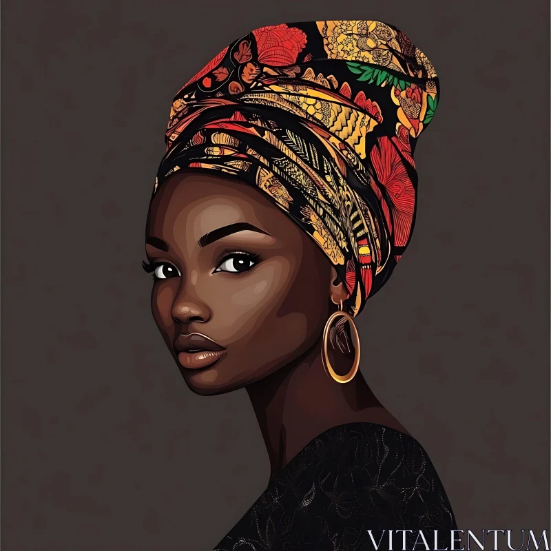 AI ART Stunning Woman Portrait with Intricate Headwrap