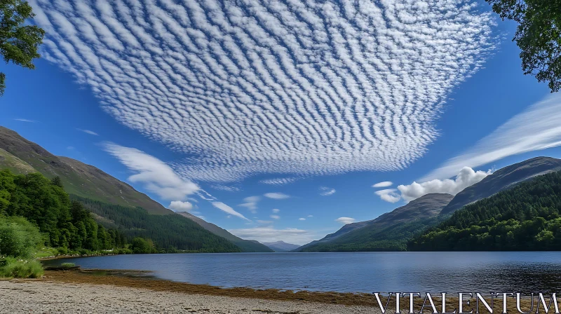 Lake and Mountains with Clouds AI Image