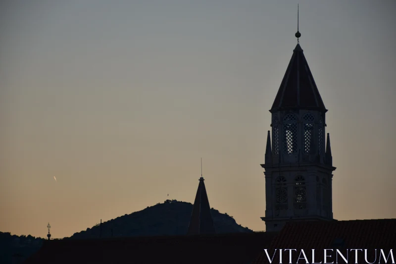 PHOTO Evening Tower Silhouette in Dubrovnik