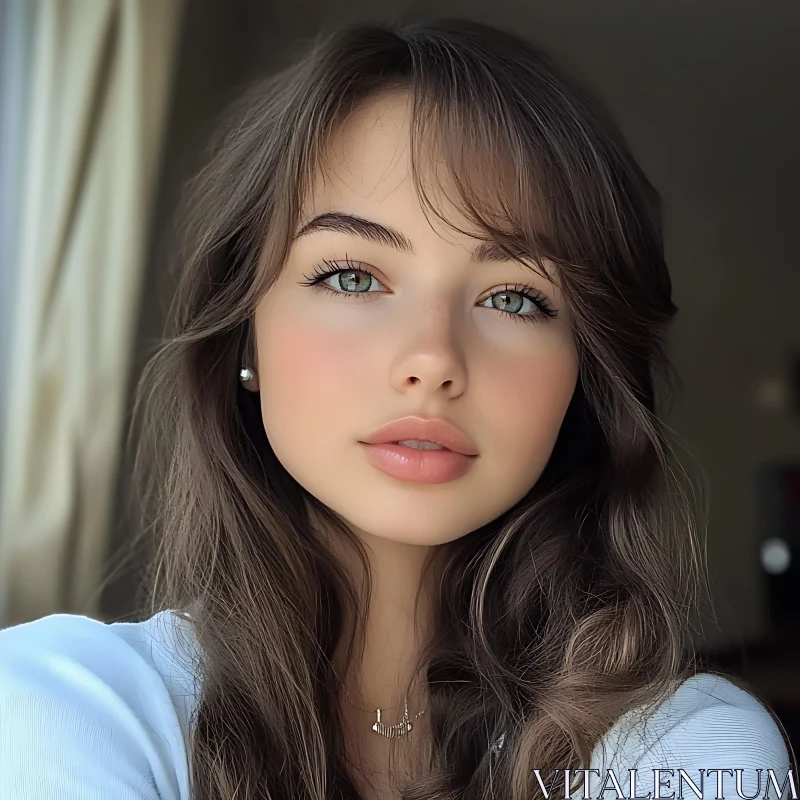 Young Woman Portrait with Natural Light AI Image