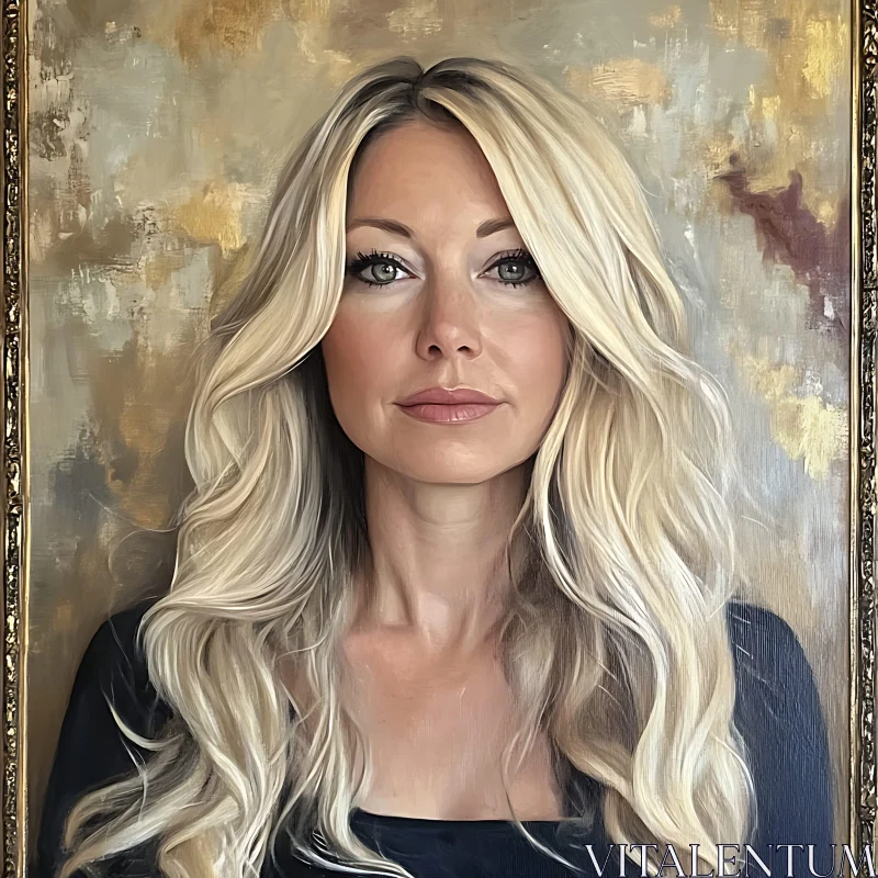 Blonde Woman Portrait in Artistic Frame AI Image