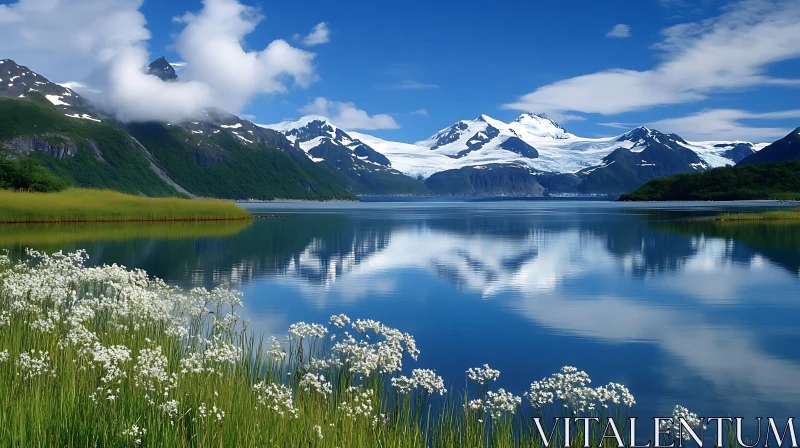 Majestic Mountain Reflections in Serene Lake AI Image