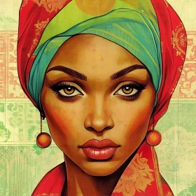 Expressive Woman in Artistic Headwrap