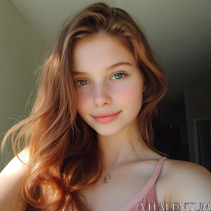Serene Portrait of a Woman with Red Hair Serene Portrait of a Woman with Red Hair