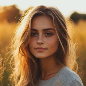 Sunset Field Portrait of a Woman