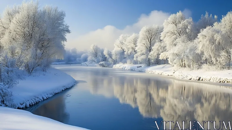 Winter Wonderland: Frosty River and Snowy Trees Winter Wonderland: Frosty River and Snowy Trees