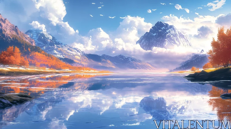 Scenic Autumn Mountain Reflection