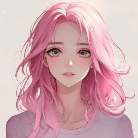 Graceful Pink-Haired Anime Girl