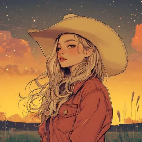 Cowgirl Portrait at Sunset