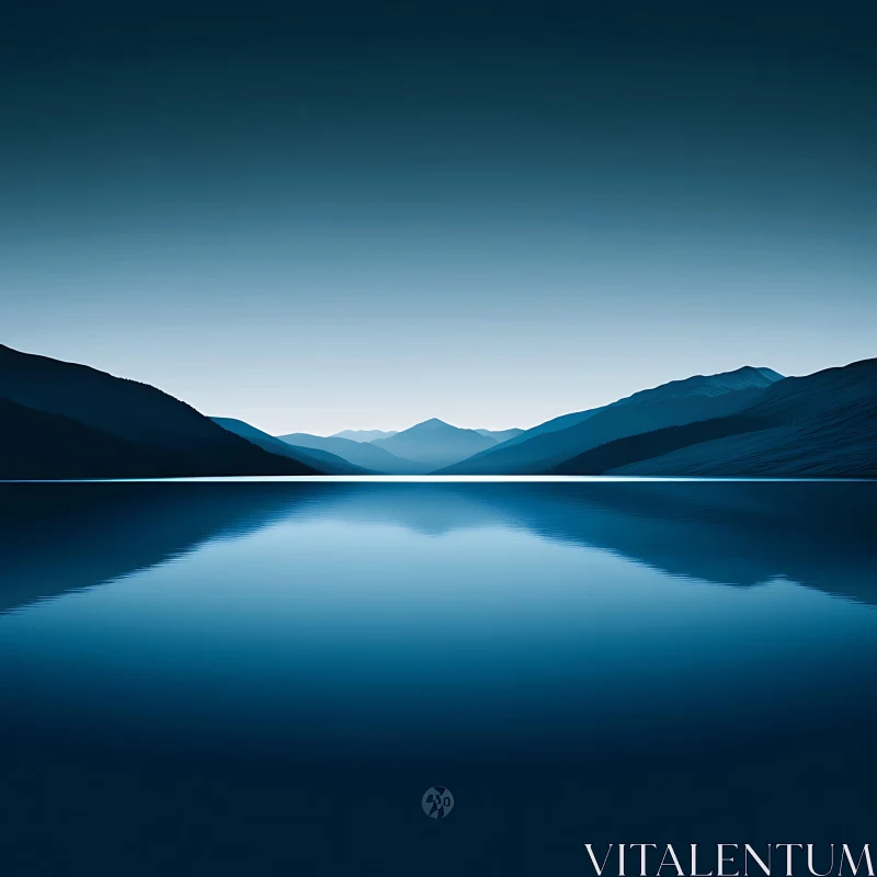 Tranquil Lake and Reflected Mountains AI Image