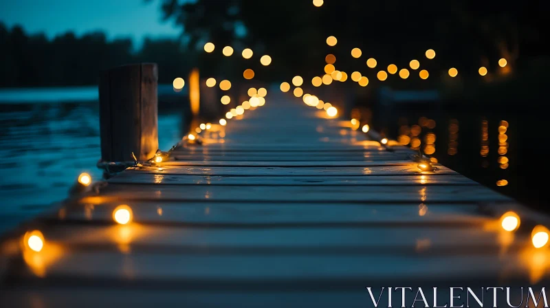 Illuminated Dock at Dusk AI Image