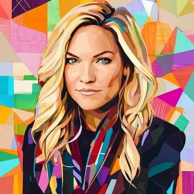 Colorful Geometric Pop Art Woman Portrait