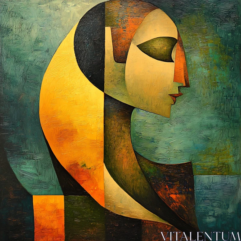 Contemporary Geometric Profile Art AI Image