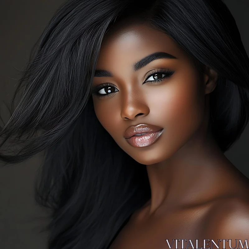 Radiant Woman with Glossy Lips AI Image