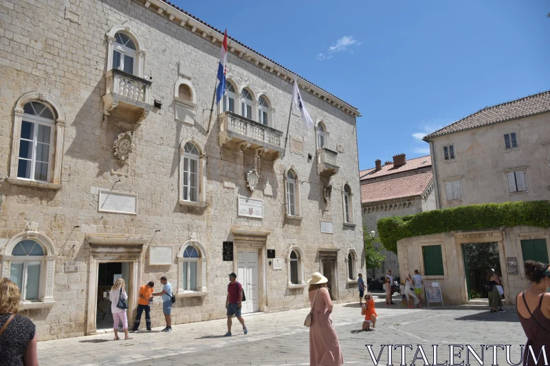 Charming Croatian Square Scene Free Stock Photo