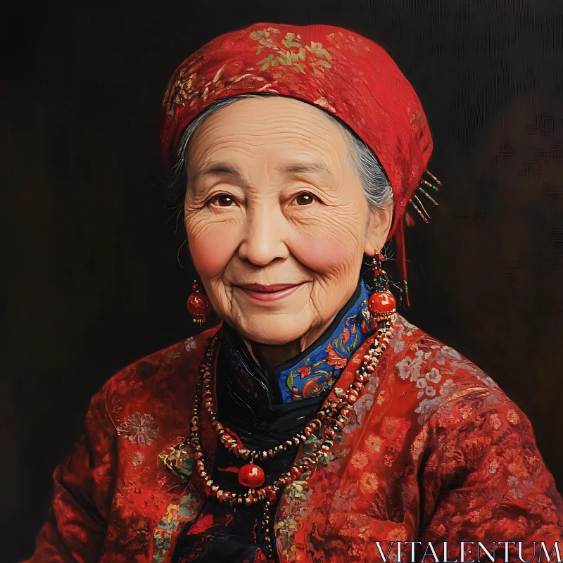 Traditional Elderly Woman Portrait AI Image